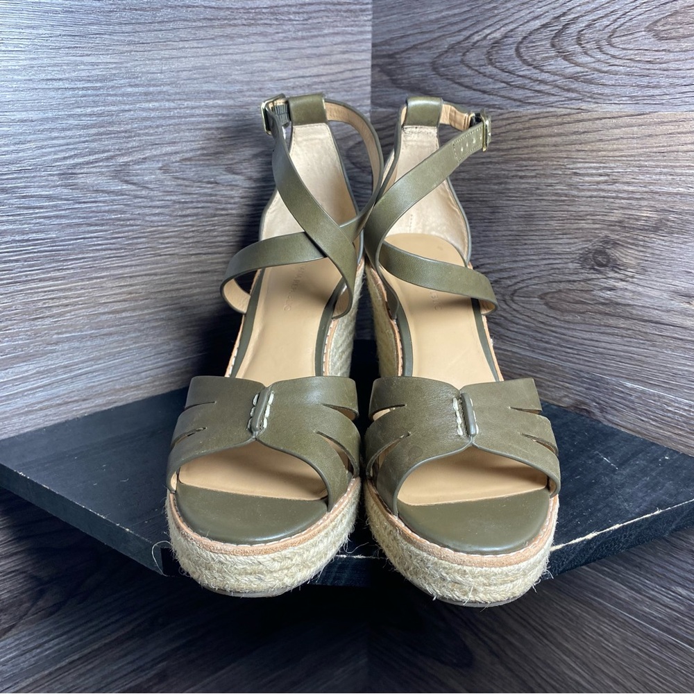 Banana republic wedge leather buckle espadrille sandals - Picture 2 of 7